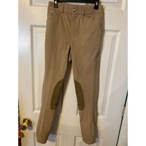 TuffRider Girls Coolmax Champion Front Zip Jods Euroseat Safari Taupe Size 14